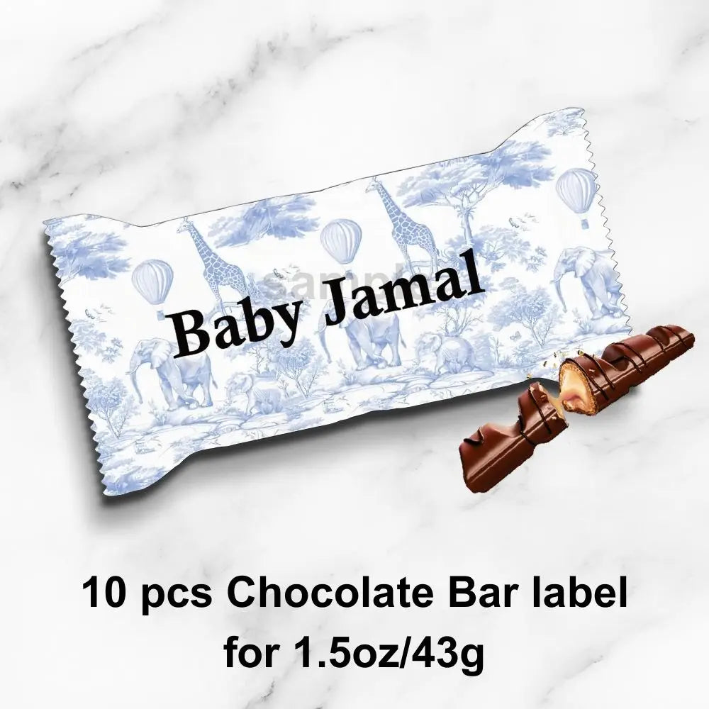 Personalized Blue Safari Baby Shower Party Favors Toile De Jouy Jungle Animal Sticker Party Decoration For Birthday Bachelorette