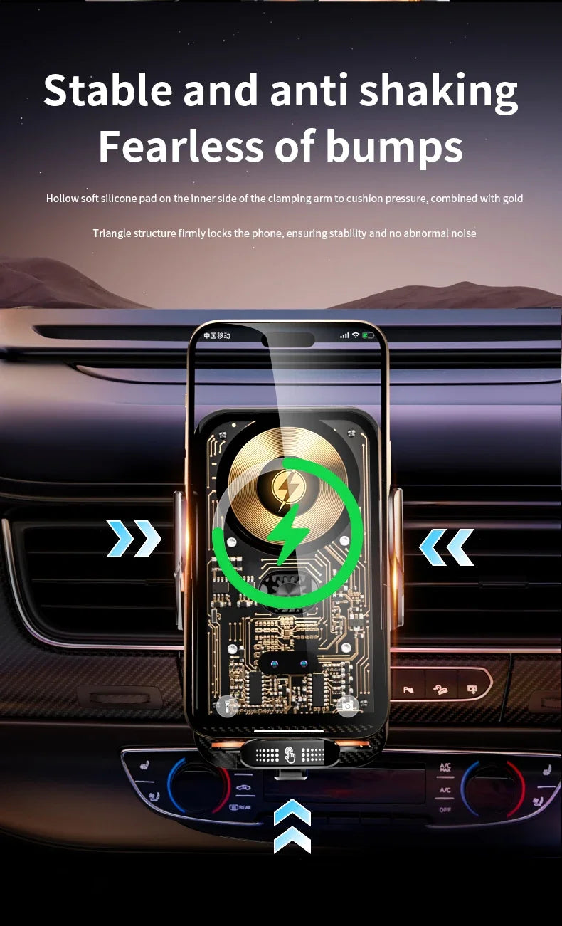 Car Phone Holder 66W Wireless Charger Mobile Phone Holder Intelligent Infrared Air Vent Clip for iPhone Samsung Xiaomi Universal