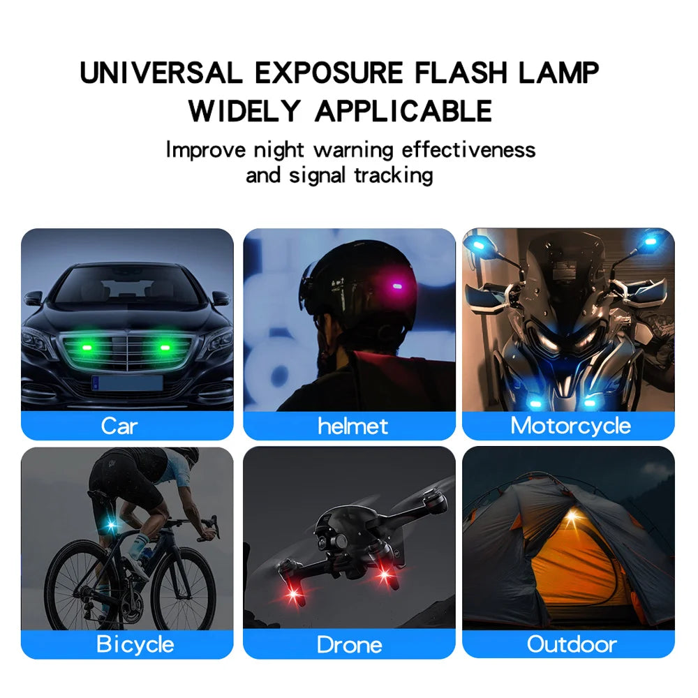 4/8Pcs Wireless Rechargeable LED Strobe Decor Lights, 8-Colors USB Waterproof Anti-Collision LED Car Flashing Warning Light