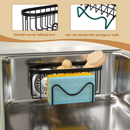 1PC No-Drill Wall-Mounted Stainless Steel Sponge Holder with Strong Suction Cup for Kitchen Sink Organizer