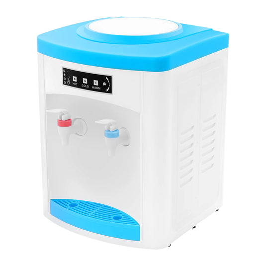 White Blue Top Loading 3 Temperatures Water Dispenser Hot Cold Normal Water Cooler 550W 110V US Plug PP Stainless Steel Desktop Freestanding Drinking Machine 5L/H Hot 0.7L/H Cold Fit 4.5-18.9L 1.1-4.9Gallon Water Bottle
