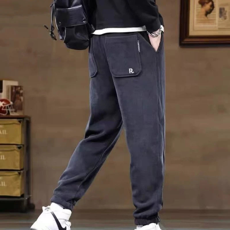 Men’s Winter Fleece Lined Pants Thick Corduroy Joggers Warm Casual Trousers for Cold Weather 2026