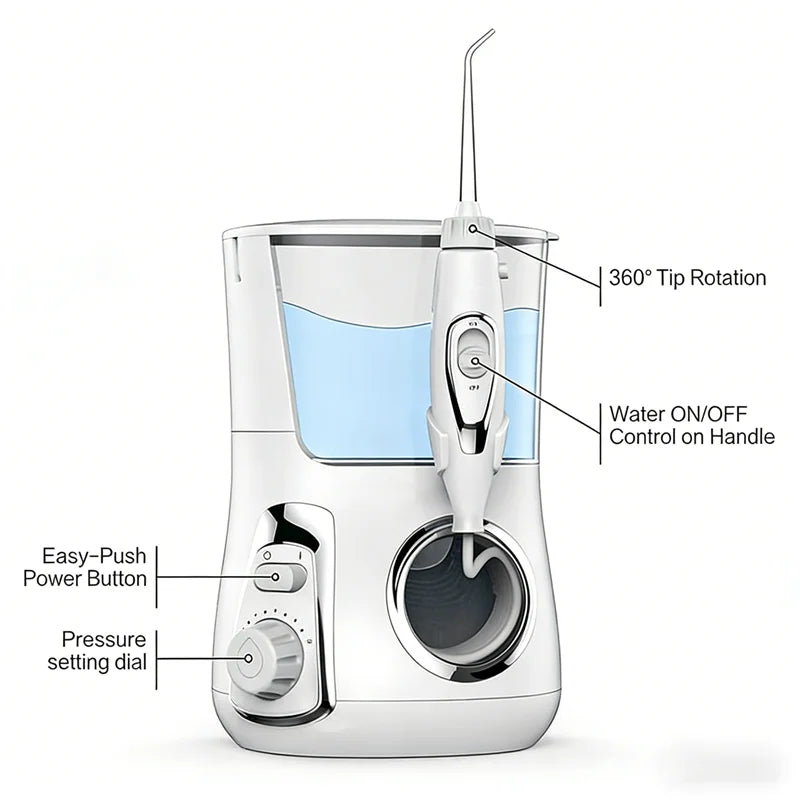 Countertop 10 Modes Electric Water Flosser 800ML Oral Irrigator Dental Water Jet Home Oral Care Spa Cleaner