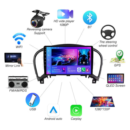 For Nissan Juke Yf15 2010 2011 2012 2013 2014 Carplay Auto 5g+wifi Gps Car Radio Navigation Multimedia Video Player Stereo Bt
