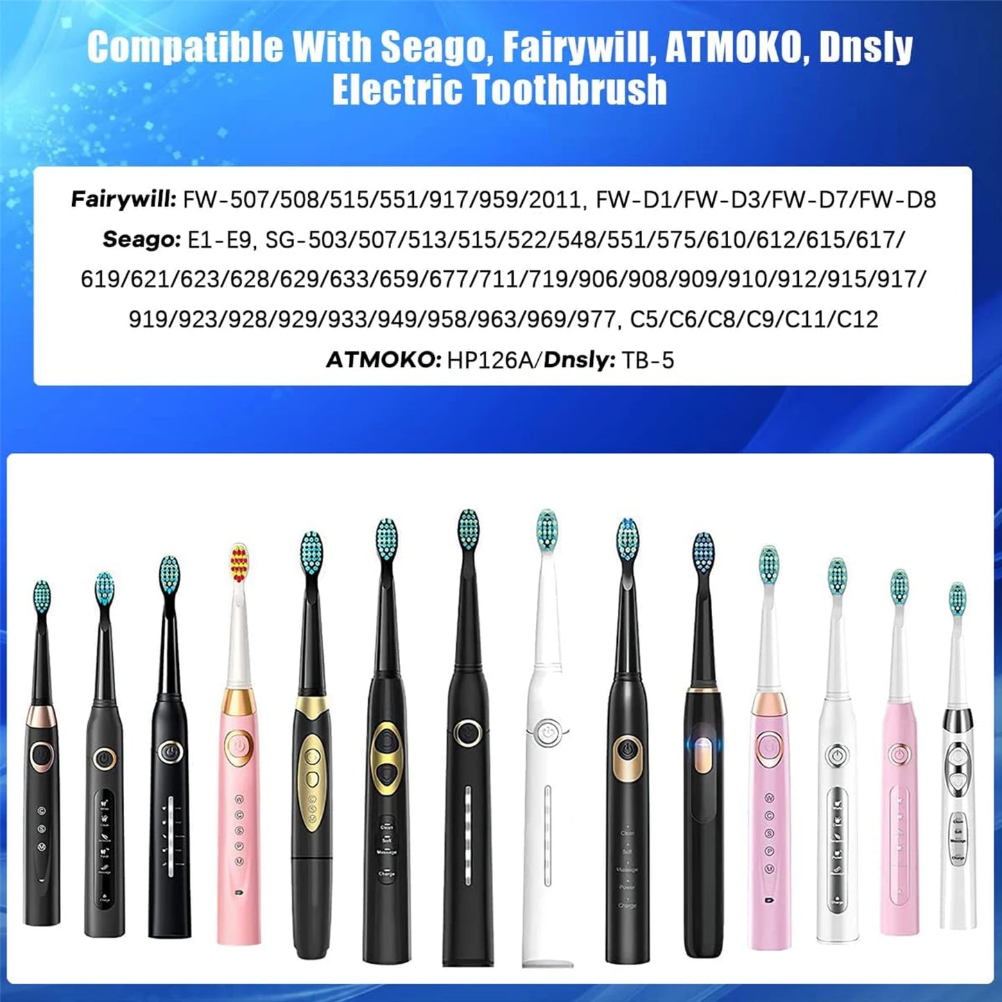 4/8/12/16 Pcs Replacement Brush Heads For Seago For Fairywill Electric Toothbrush Head Dupont Bristle Brush Refill Tooth Clean