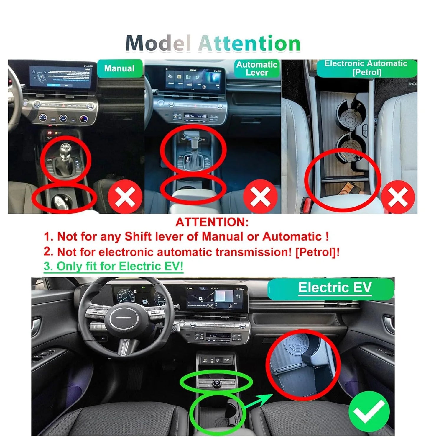 RUIYA for Hyundai Kona SX2 EV Electric 2024 2025 Car Armrest Box Storage Central Control Container Kona SX2 EV Accessories