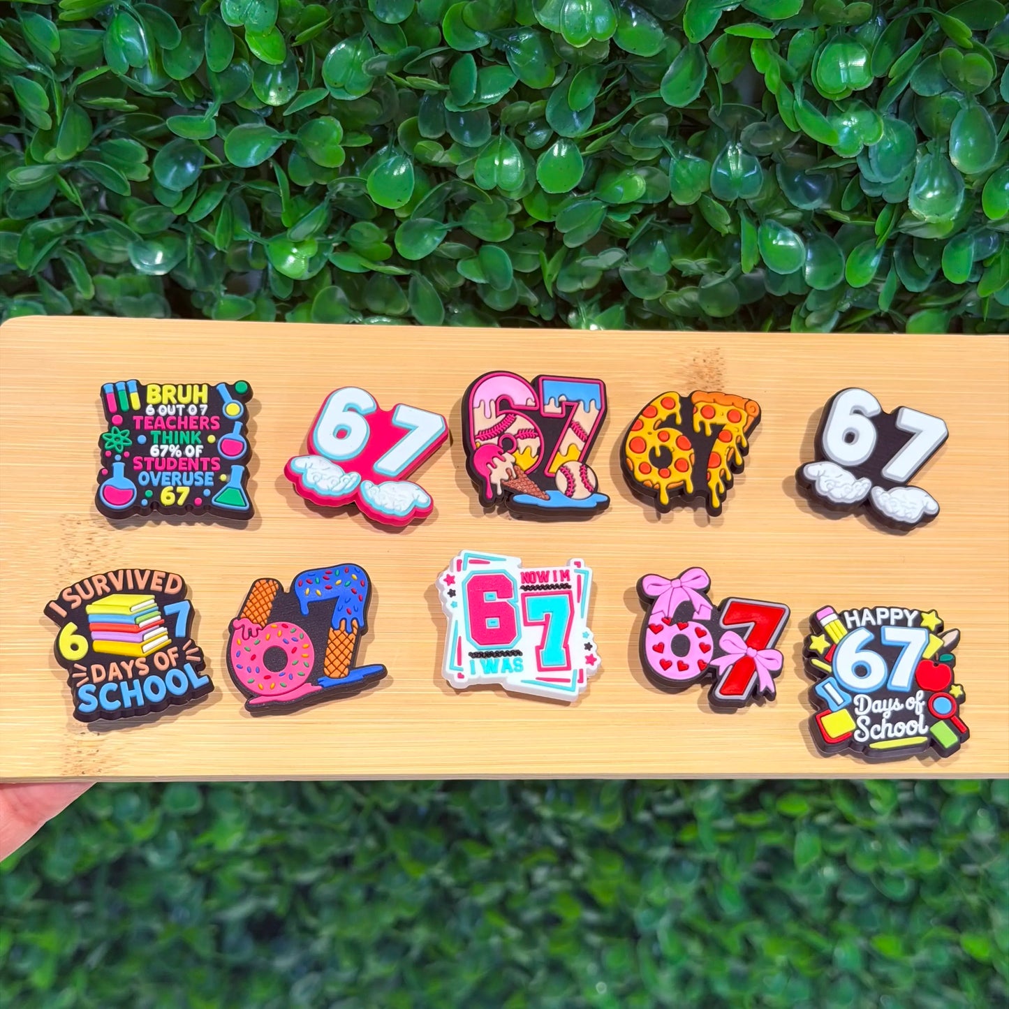 11-100pcs 67 Days Of School Teacher Shoe Buckle Sandals DIY Accessories PVC Shoes Charms Clogs Pins Decor Kids Man Party Gift