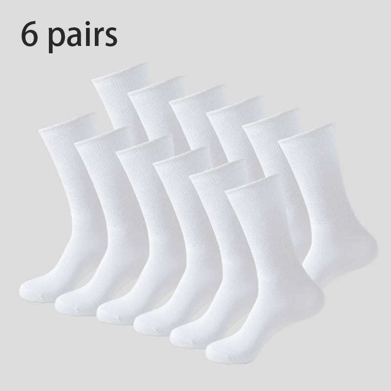6Pairs Comfortable and Supportive Diabetic Socks for Men Moisture wicking Fabric Non-binding Top business socks