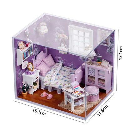 DIY Wooden Miniature Doll House Kit 3D Puzzle Assembly Building Kits With Furniture Decoration Dollhouse Toys For Birthday Gifts