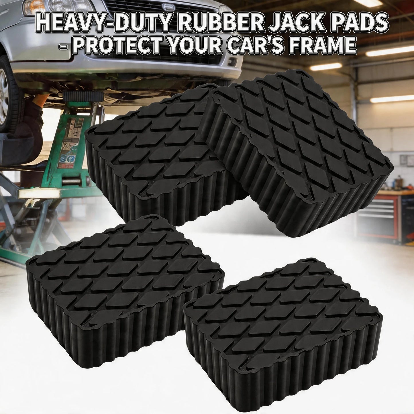 Solid Rubber Lifting Pads Heavy Duty Lifting Blocks Non-Slip Spacers for Car Jacks Wear Resistant Protector for Jack and Racks