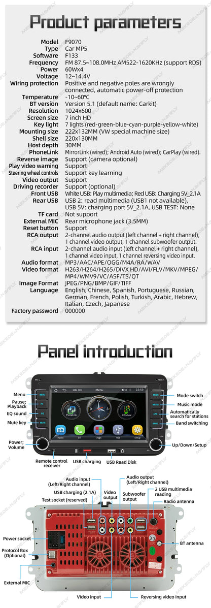 MEKEDE Android Autoradio For Volkswagen Passat b6 b7 golf 5 6 Polo Jetta Skoda Car Radio Multimedia PlayerGPS WiFi RDS Carplay