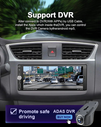 LEHX 6.9 Inch 1DIN Universal MP5 Car Radio Support Wireless Carplay Android AUTO AUX IPS Touch Screen Multimedia Video Player