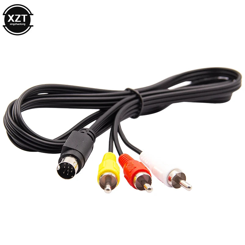 3RCA 1.8m 9 Pin Audio Video AV Cable for Sega Genesis 2 3 Game A/V Connection Adapter Cord Wire For SEGA Genesis II/III Game
