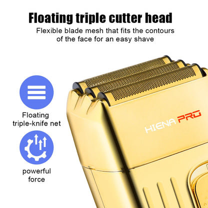HIENAPRO Reciprocating Electric Shaver, Triple Blade Foil Razor for Men, USB Rechargeable Wet/Dry Trimmer with Travel Lock