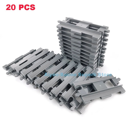 Big Size Building Blocks Train Railway Transport Set Track Parts Electric Locomotive DIY Assemble Interaction Toys For Children