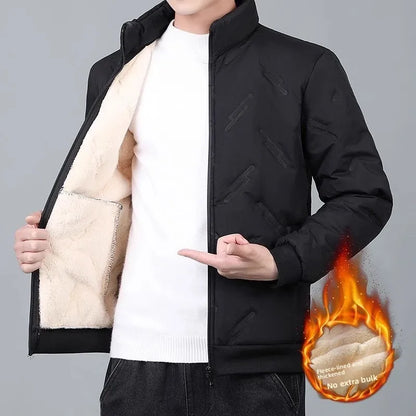 Men's Thickened Lamb Velvet Cotton Jacket Autumn Winter New Style Windproof Waterproof Warm Workwear Casual Loose Fit Long Sl...