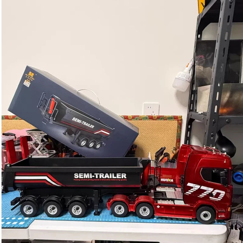 Huina 2026 New Alloy Car 1509 Scania Engineering Truck Model 2.4g Remote Control Toy Simulation Model Remote Control Car Gift