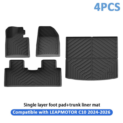 Car Floor Mats For Leapmotor C10 2024 2025 2026 Car Floor Mats & Cargo Liner TPE 3D Foot Mat Waterproof Trunk Mat Protective Pad