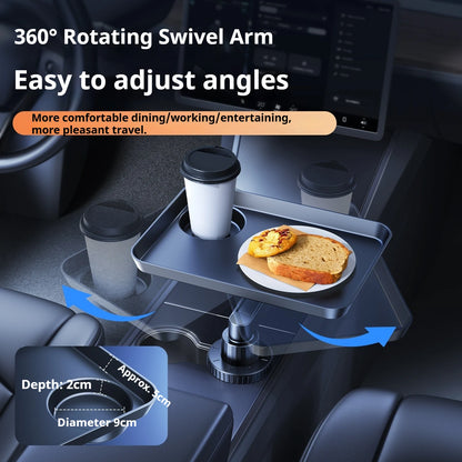 Eary Car Cup Holder Tray Table Swivel Car Food Tray Table for Front/Rear Seat for Eating Drinking Sauce Holder for Car Road Trip