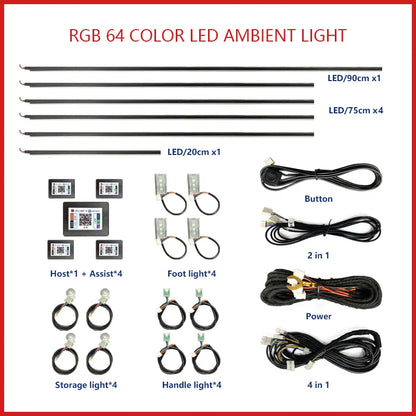22 In 1 Car Ambient Lights RGB 64 Colors LED Interior For BMW F10 F11 F20 F30 G01 G02 G05 E36 E39 E60 E87 E90 E91 E92 X3 X4 X5