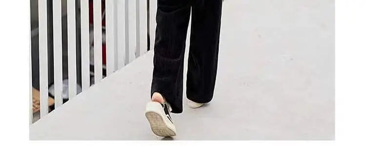 Fashionable Corduroy Set Women's Autumn Winter New Style Elegant Lady Fragrance Wind Coat Wide Leg Pants Two Piece Suit