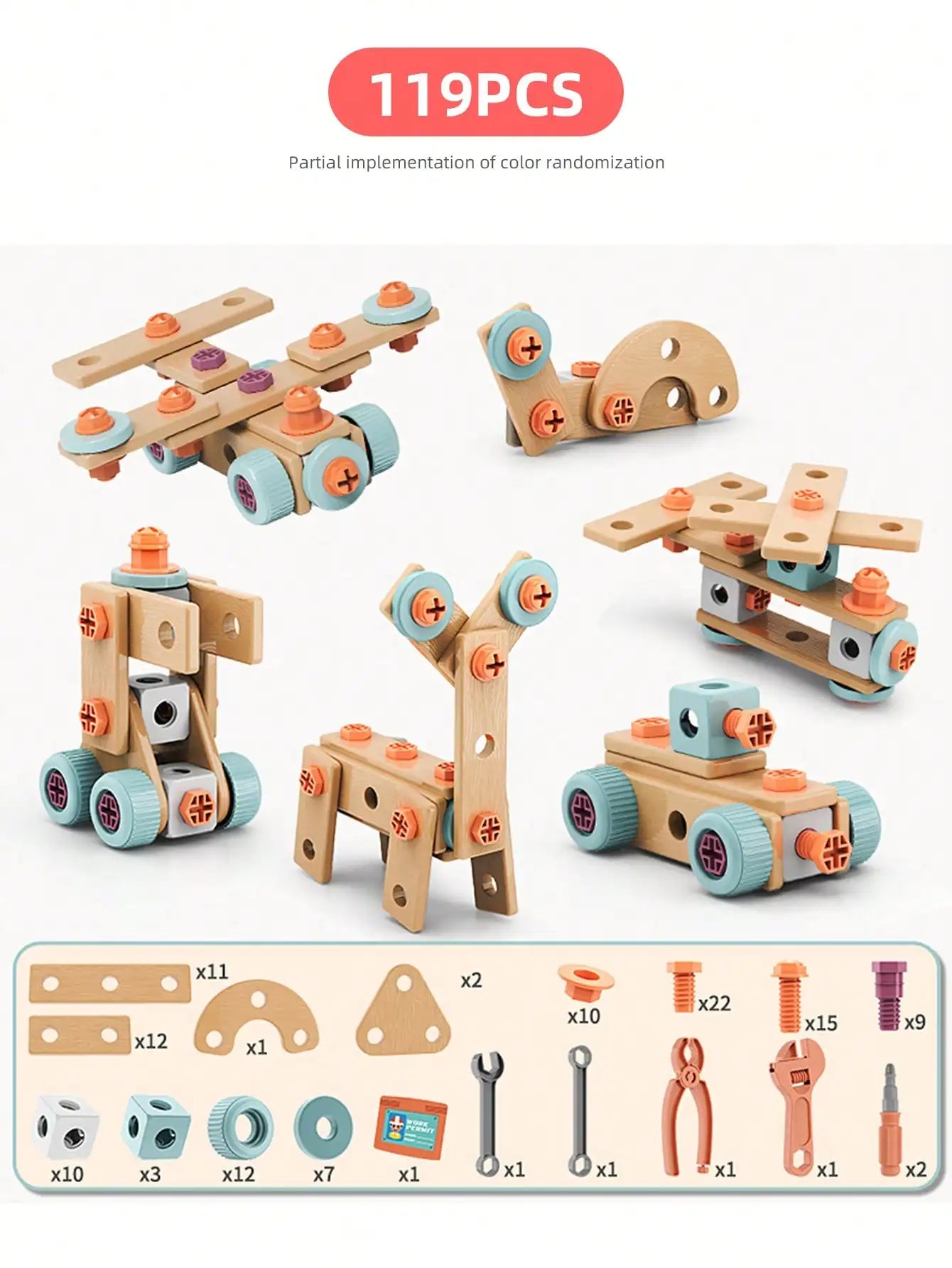 Kids Tool Set DIY Nut Assembly Puzzle Simulated Screwing Toolbox Early Educational Disassembly Repair Kit STEM Montessori Toys