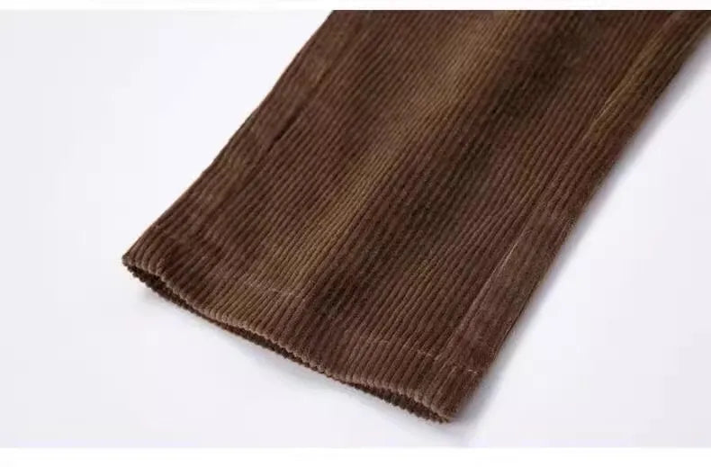 Thickened Fleece Corduroy Pants High Waist Harlan Style Winter 2024 New Women's Casual Trousers Elastic Waist Pocket Detail