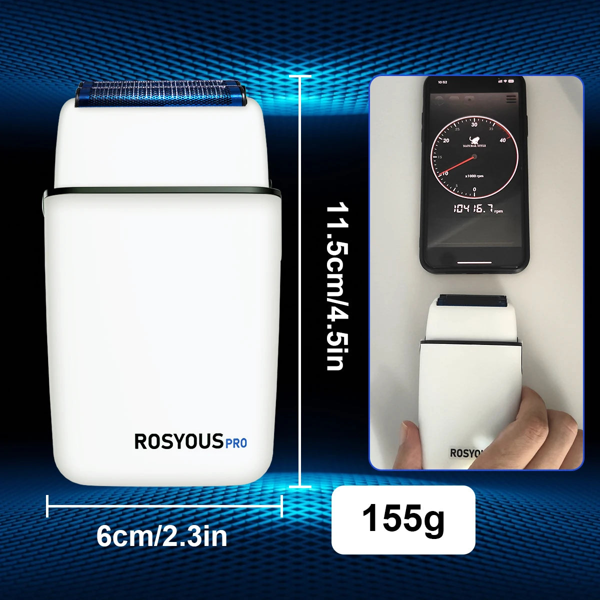 ROSYOUS RS620 Double Foil Blue Hypoallergenic Knife Net 10000RPM USB Cordless Professional Barber Shaver Hair Cutting Machiner