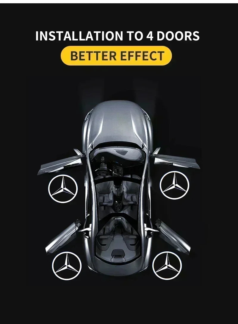 QQ 2pcs Car door welcome light logo Emblem Mercedes Benz AMG A C E GLC GLA GLE GLB Class W177 W205 W212 W213 X253 X156 W166 X247