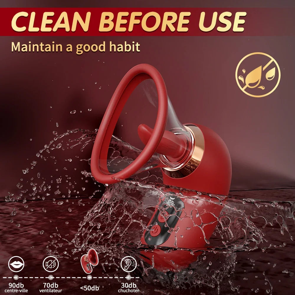 Tongue Licking Vacuum Sucking Vibrator for Women Clit Sucker Nipples Breast Massager Removable Cup Female Masturbation Sex Toy