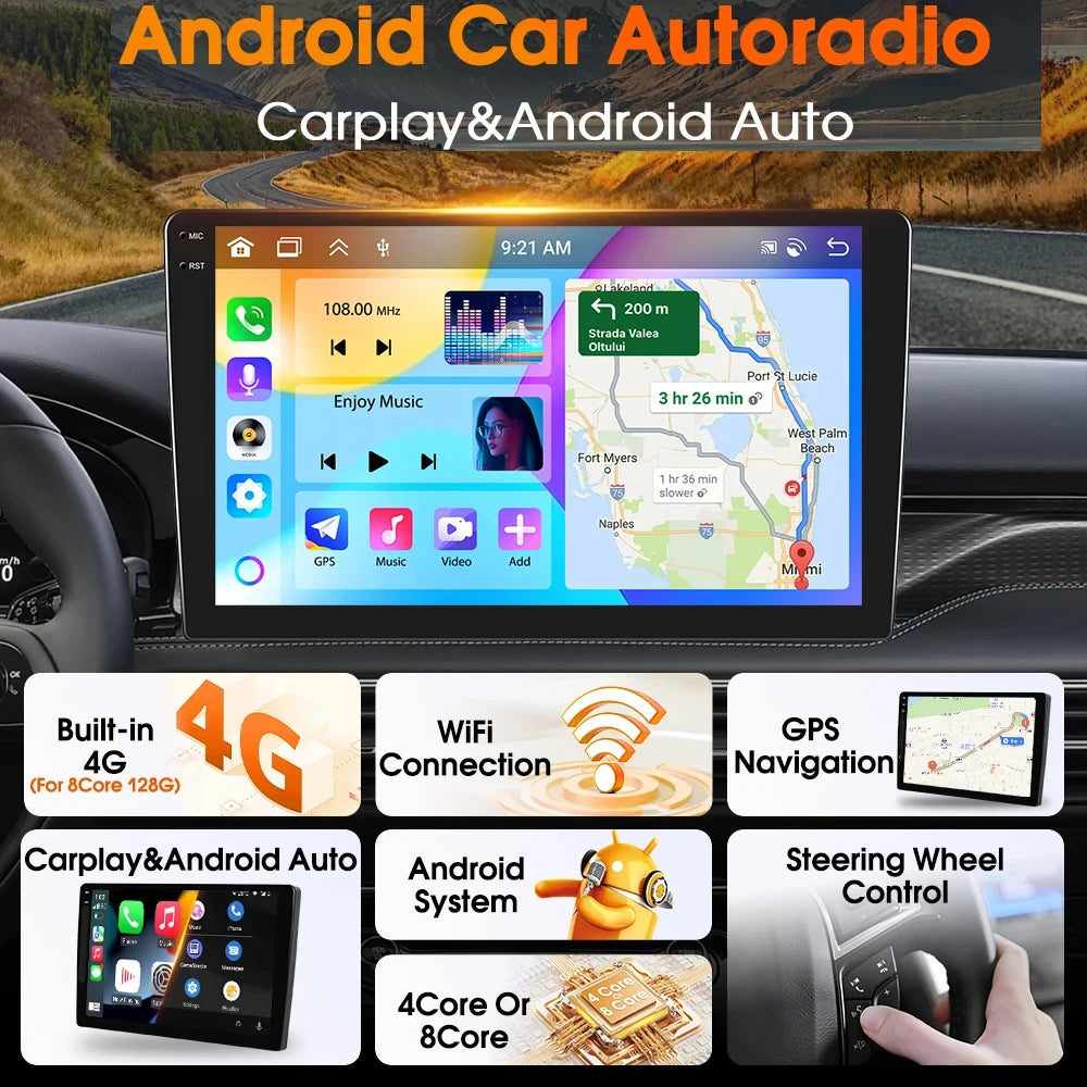 JIUYIN 10.1" Android 15 Car Radio For Mitsubishi Lancer 2007 - 2017 CarPlay Android Auto GPS 4G Multimedia Stereo Navigation