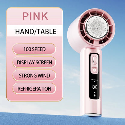 2024 New Semiconductor Refrigeration High-speed Handheld Electric Fan 3000mAh USB Portable Rechargeable Outdoor Small Fan