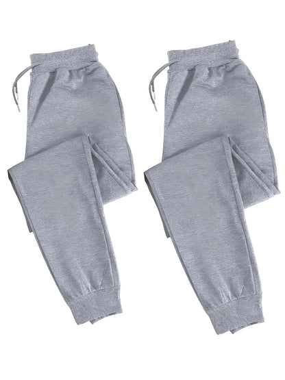 Men's two-piece casual sporty jogger pants, loose-fit sweatpants, wrinkle-resistant and shape-retaining, suitable for running,