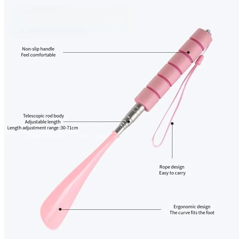 Best-Selling Stretchable Long Shoehorn 30cm-71cm Metal Shoehorn Pregnant Women And The Elderly Shoe Spoon Without Bending Shoes