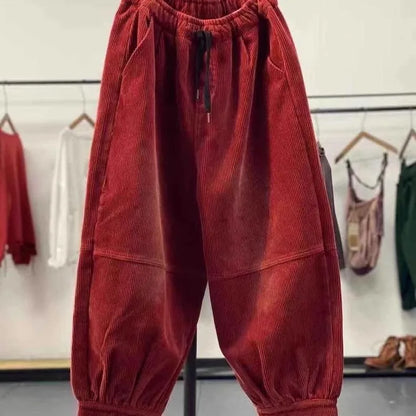 Winter 2024 Women's Casual Pants Fleece Lined Thickened Harajuku Style Long Trousers Lantern Pants Comfortable Fit Commute Fa...