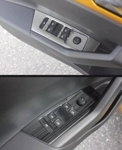 Stainless Steel Car Inner Door Window Switch Lift Panel Adjust Stickers Cover Trim For VW Volkswagen Polo 2019-2025 Accessories