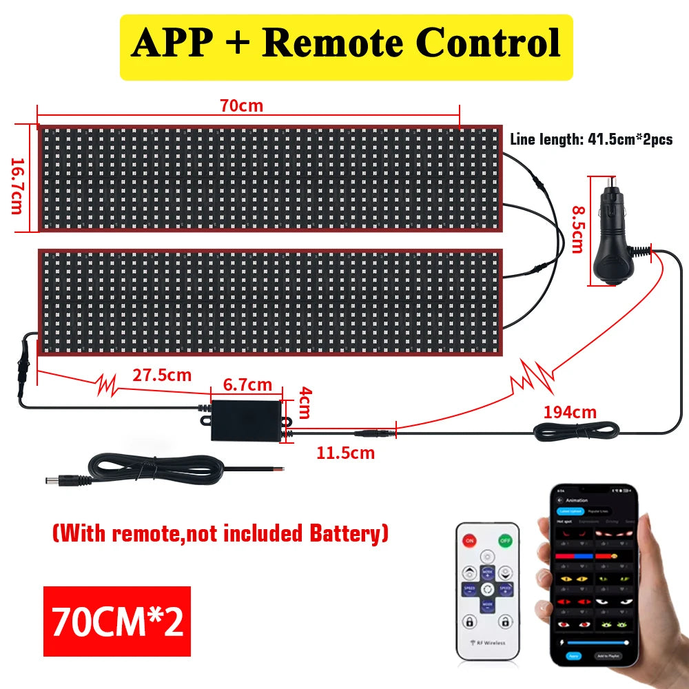 LED Truck Devil's Eye Light Custom Car Lights APP Control For Windshield Flexible Programmable Scrolling Dynamic Flexible Panel