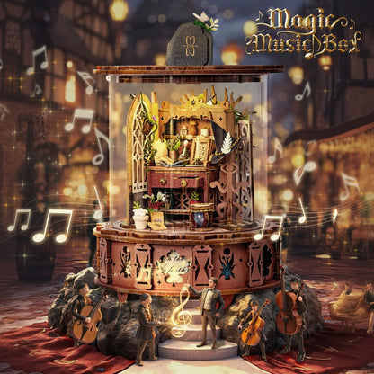 DIY 360° Doll House Magic Music Box Miniature Furniture 3D Assembly Dollhouse Cas Toys New Year Christmas  Birthday Gifts