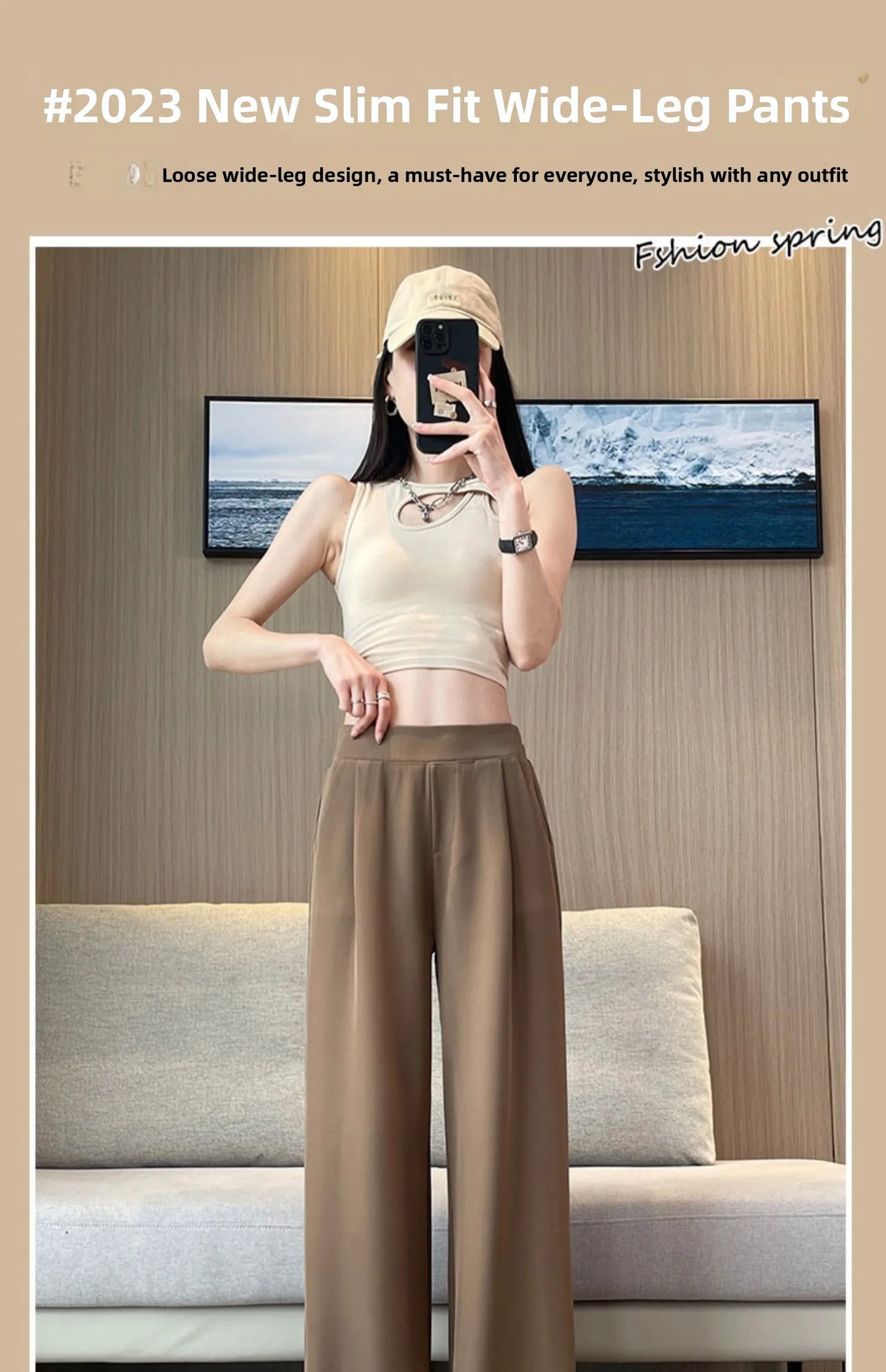 High Waist Wide Leg Pants Women's Loose Casual Straight Nine Points Super plus Size Slimming Trousers Korean Sle Spring Aut...