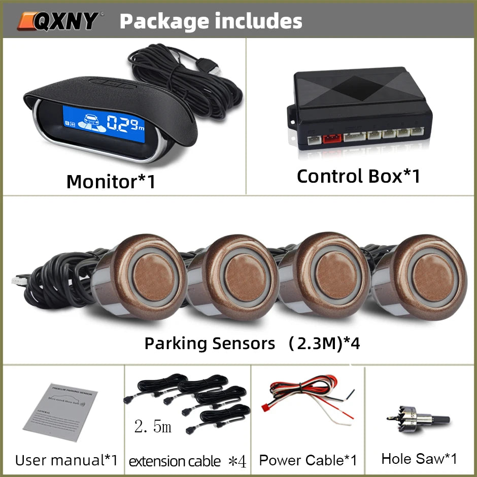 Car Front Parking Sensor Kit Auto Parktronic Assistant System LCD Monitor Buzzer Voice Volume Can be Adjusted  Vehicle Universal