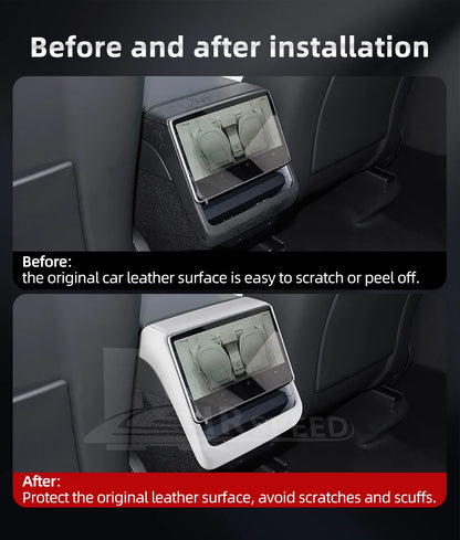Leather Rear Screen Frame Protective ABS Cover for Tesla Model Y Juniper Launch 2025 2026 2027-Up Model 3 Highland 2024-UP Trim