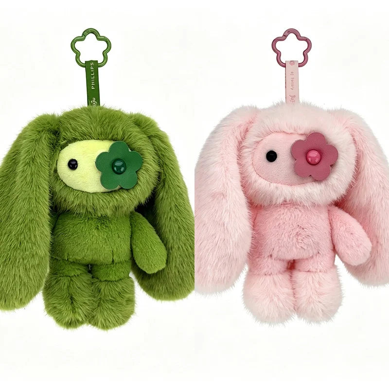 18/30cm Juju Rabbit Keychain Flower Eye Juju Rabbits Keyring Long Ears Bunny Keyring Cute Rabbit Pendant Halloween Birthday Gift
