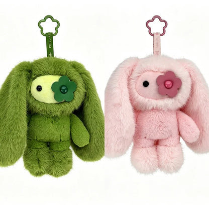 18/30cm Juju Rabbit Keychain Flower Eye Juju Rabbits Keyring Long Ears Bunny Keyring Cute Rabbit Pendant Halloween Birthday Gift