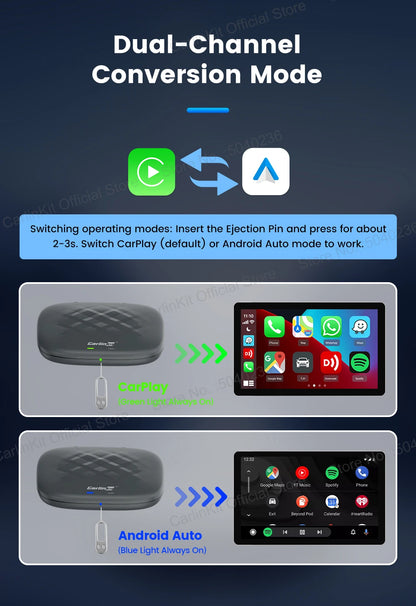 2026 CarlinKit Smart CarPlay Ai Box Android 13 Support Netflix YouTube Split Screen Wireless Android Auto & CarPlay Smart TV Box
