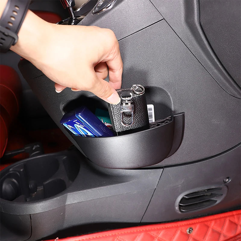 For Fiat 500 2011-2017 ABS black car center console side storage box mobile phone box key box car storage box accessories