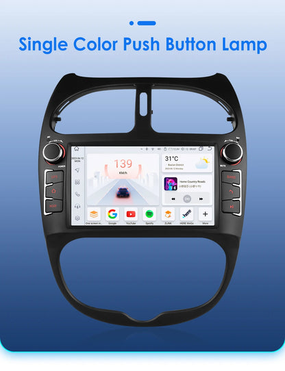 Android 14 Car radio for PEUGEOT 206 206CC 206SW 2000-2005 2006 2007 2008 Multimedia player GPS navi Video 7862 2din Autoradio