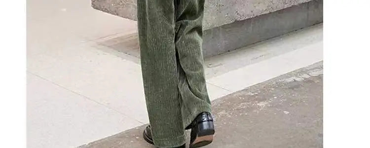 Fashionable Corduroy Set Women's Autumn Winter New Style Elegant Lady Fragrance Wind Coat Wide Leg Pants Two Piece Suit