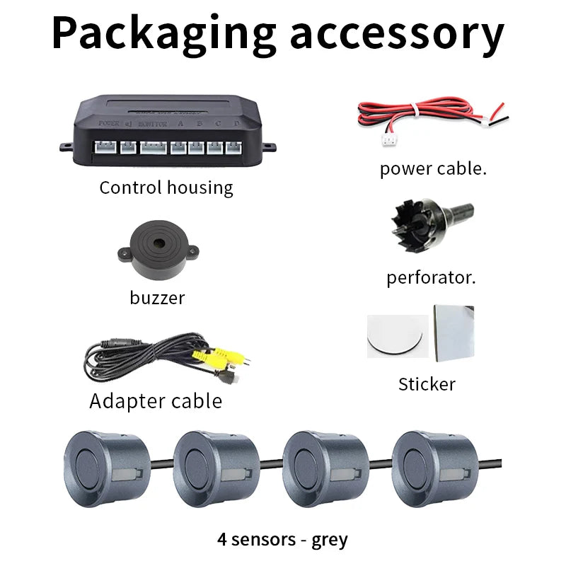 Rear View Parking Sensor System 4 Waterproof Sensors 22mm AHD/CVBS Compatible Display Car Safety Radar For Vehicle Truck Van RV