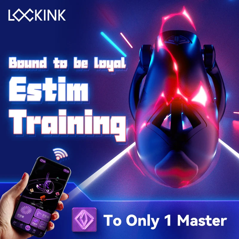 Lockink APP Remote Control Chastity Cage Electric Shock Cock Cage Femdom Sexy Adult Chastity Lock Cock Ring Penis Plug Sex Toys