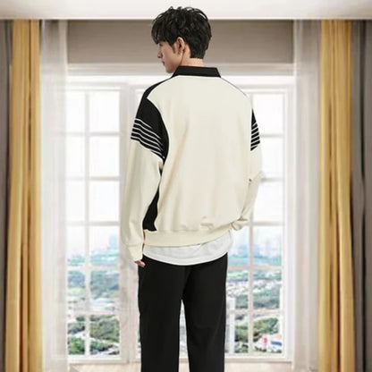 High Quality Baggy Male Sweatshirts Long Sleeve Mens Polo Shirts Luxury 2025 Sale Elasticity Regular Fit Cotton Tops Xl Pullover